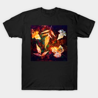 Botanical autumn leaves on the rust background T-Shirt